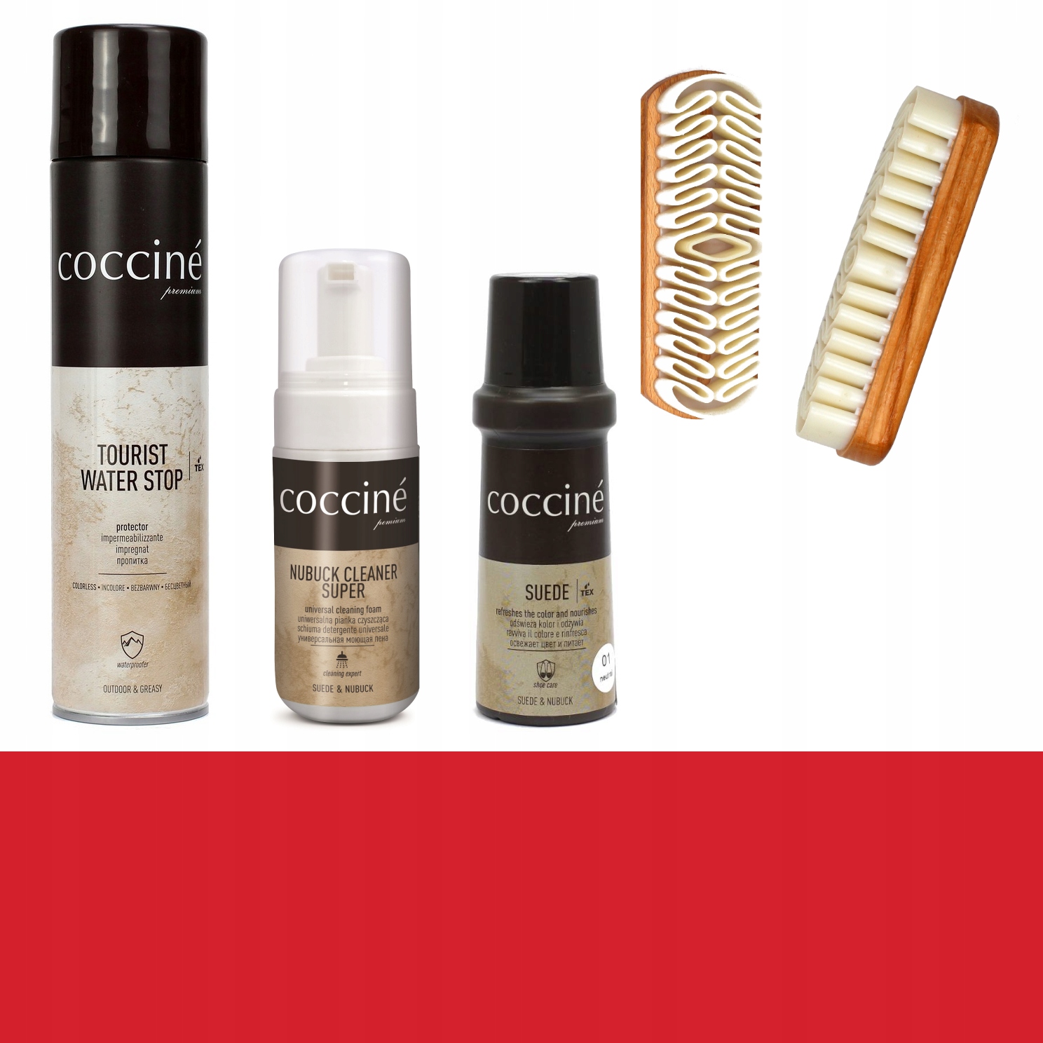 CZERWONY KOMPLET DO PIELĘGNACJI OBUWIA ZAMSZOWEGO