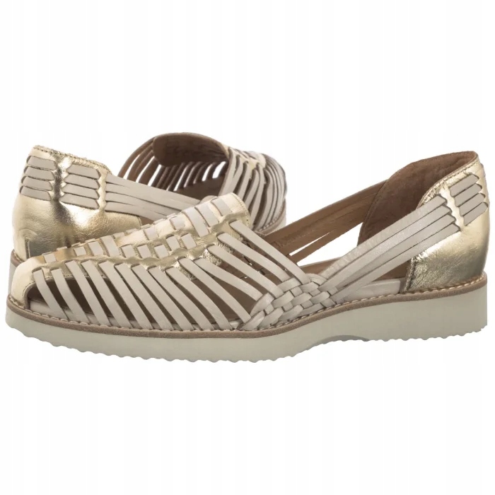 Dámské kožené polobotky Maciejka Béžovo-zlaté N6803-04/00-1