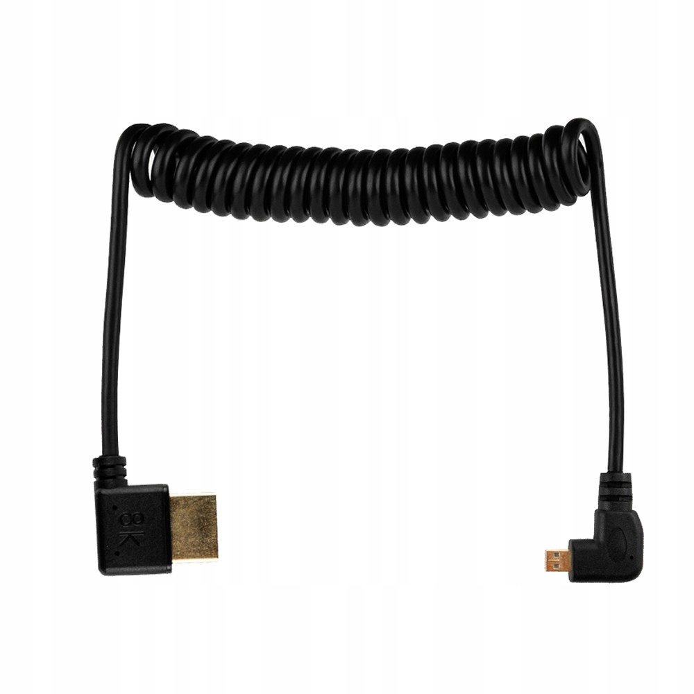 Przewód Hdmi 2.1 kątowy spiralny Hdmi (L) micro Hdmi (p) 50 cm