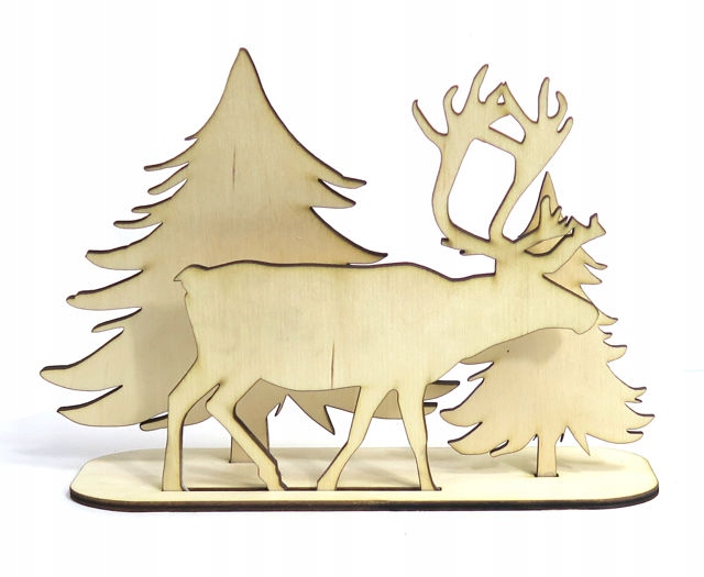 ŚWIĘTA OZDOBA DEKORACJA JELEŃ 2x CHOINKA 3D MC42