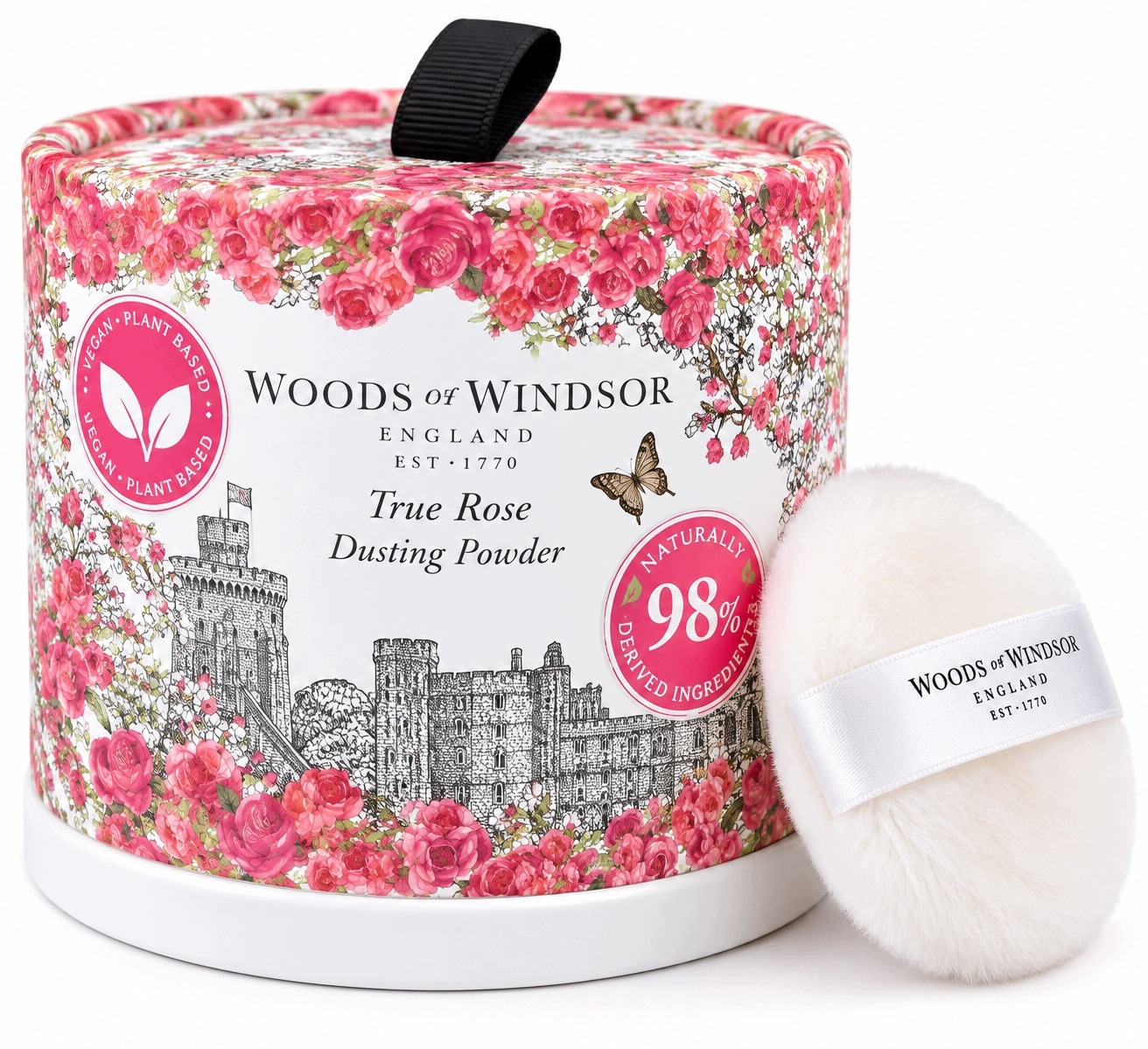 Woods of Windsor True Rose perfumowany puder do ciała z puszkiem 100 g