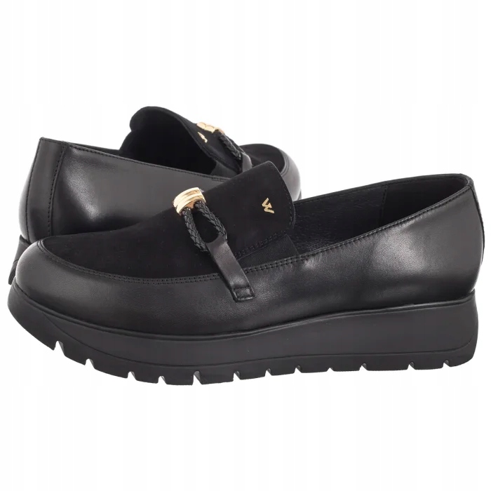 Polobotky Kožené Mokasíny Dámské Wojas Černé 46304-71 Černé
