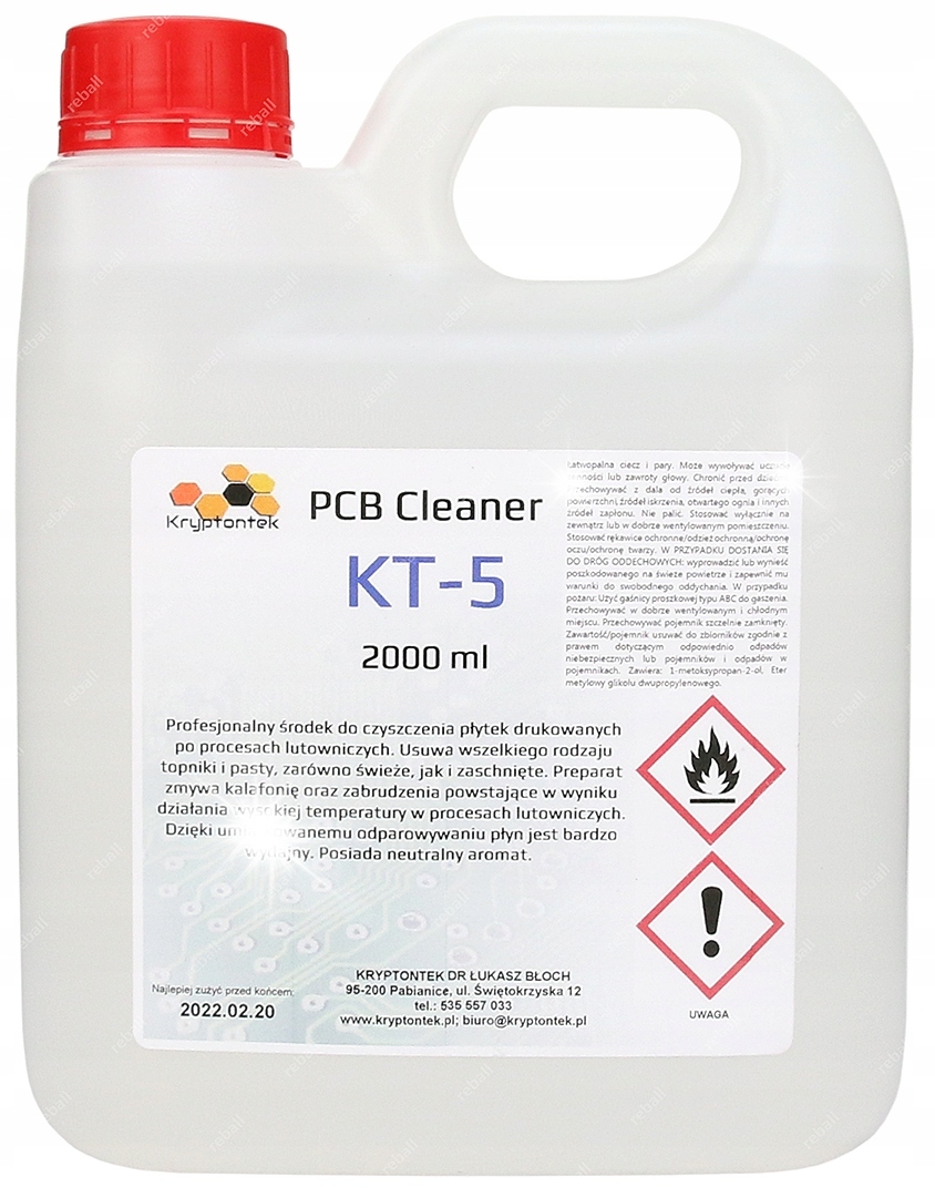 PCB CLEANER KT5 ZMYWACZ PASTA TOPNIK FLUX CZYSZCZENIE PCB PO LUTOWANIU 2L