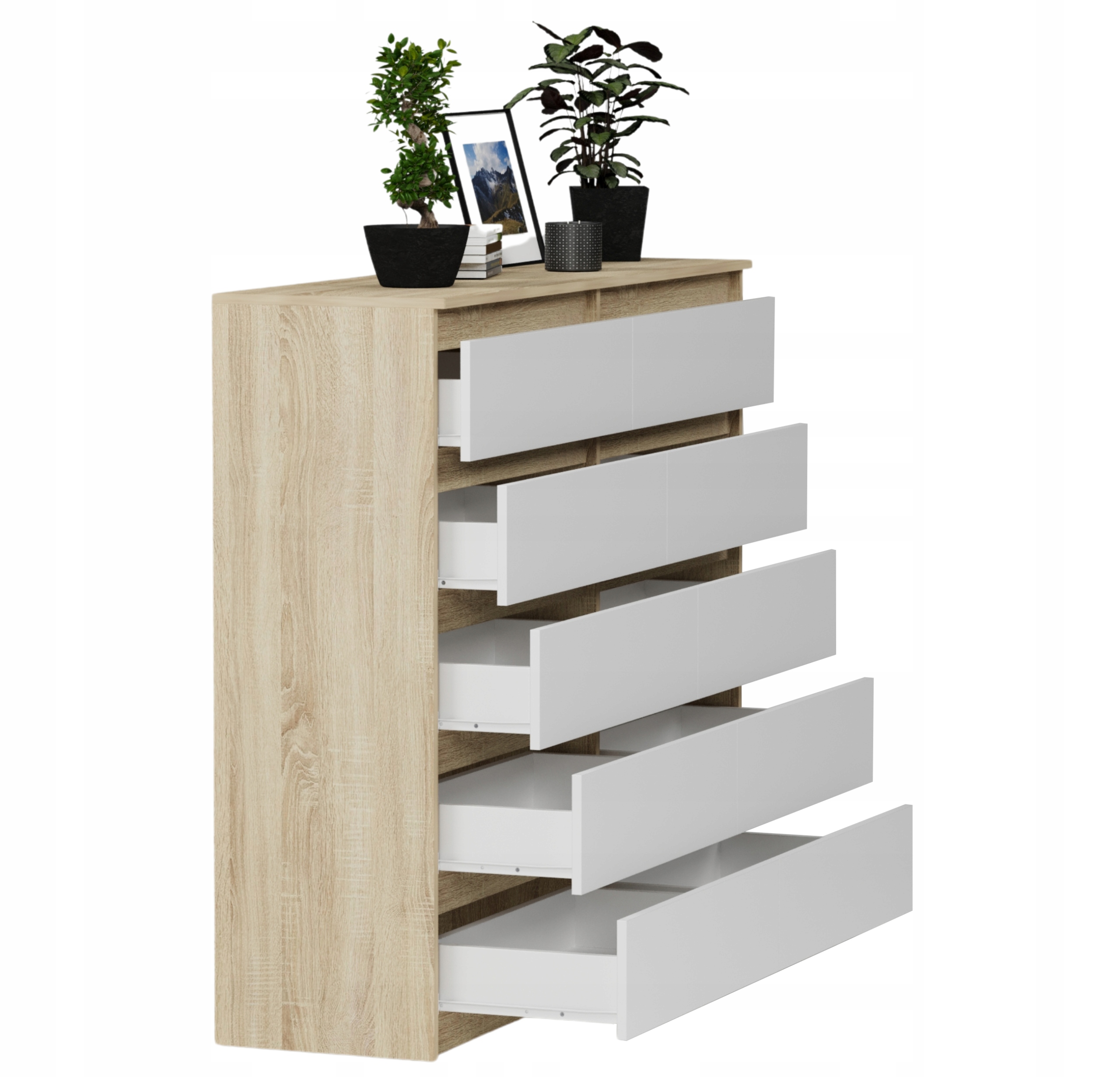 Nowoczesna KOMODA 140 SZAFKA 10 SZUFLAD SONOMA mix