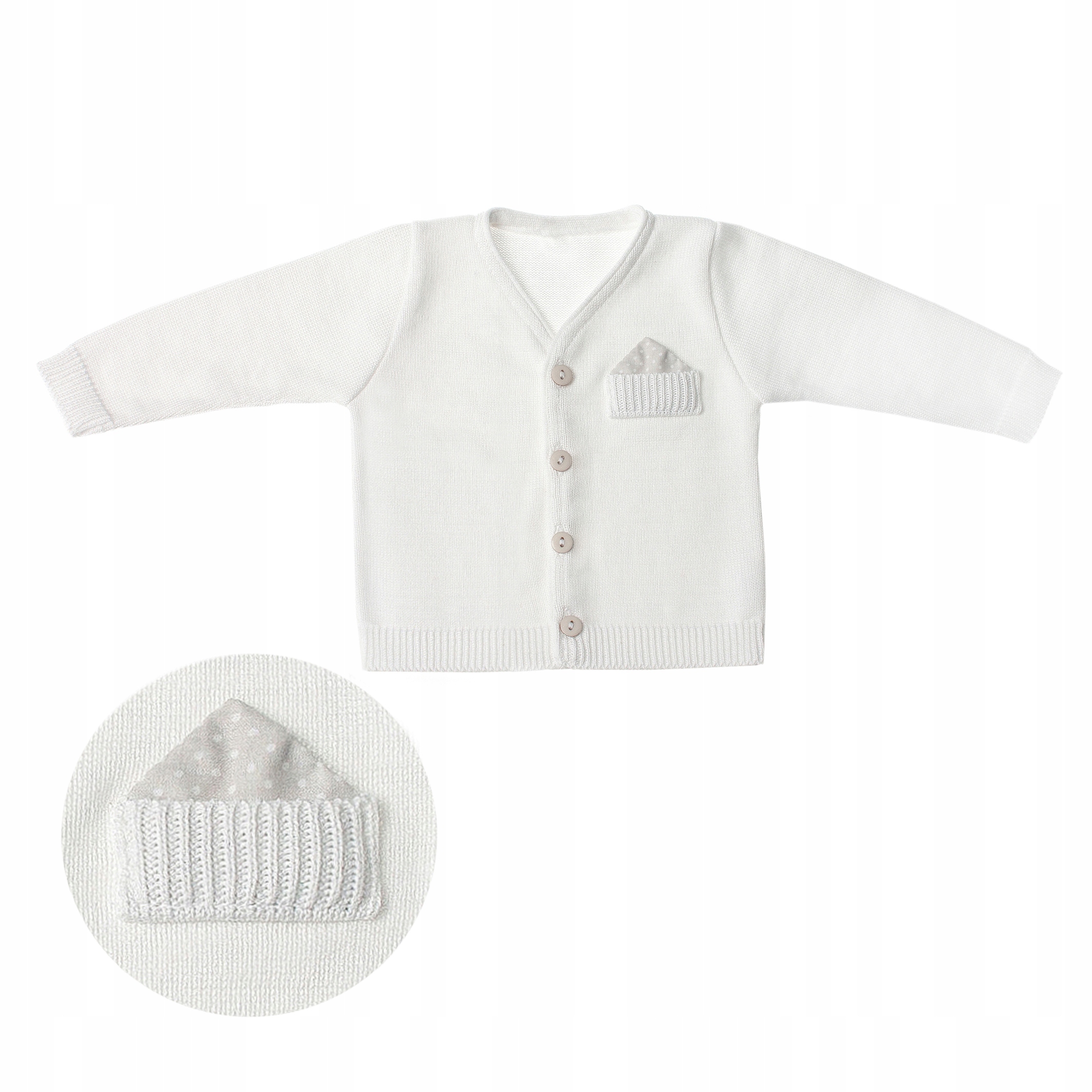 

Biały Sweter Sweterek z poszetką 68cm Chrzest