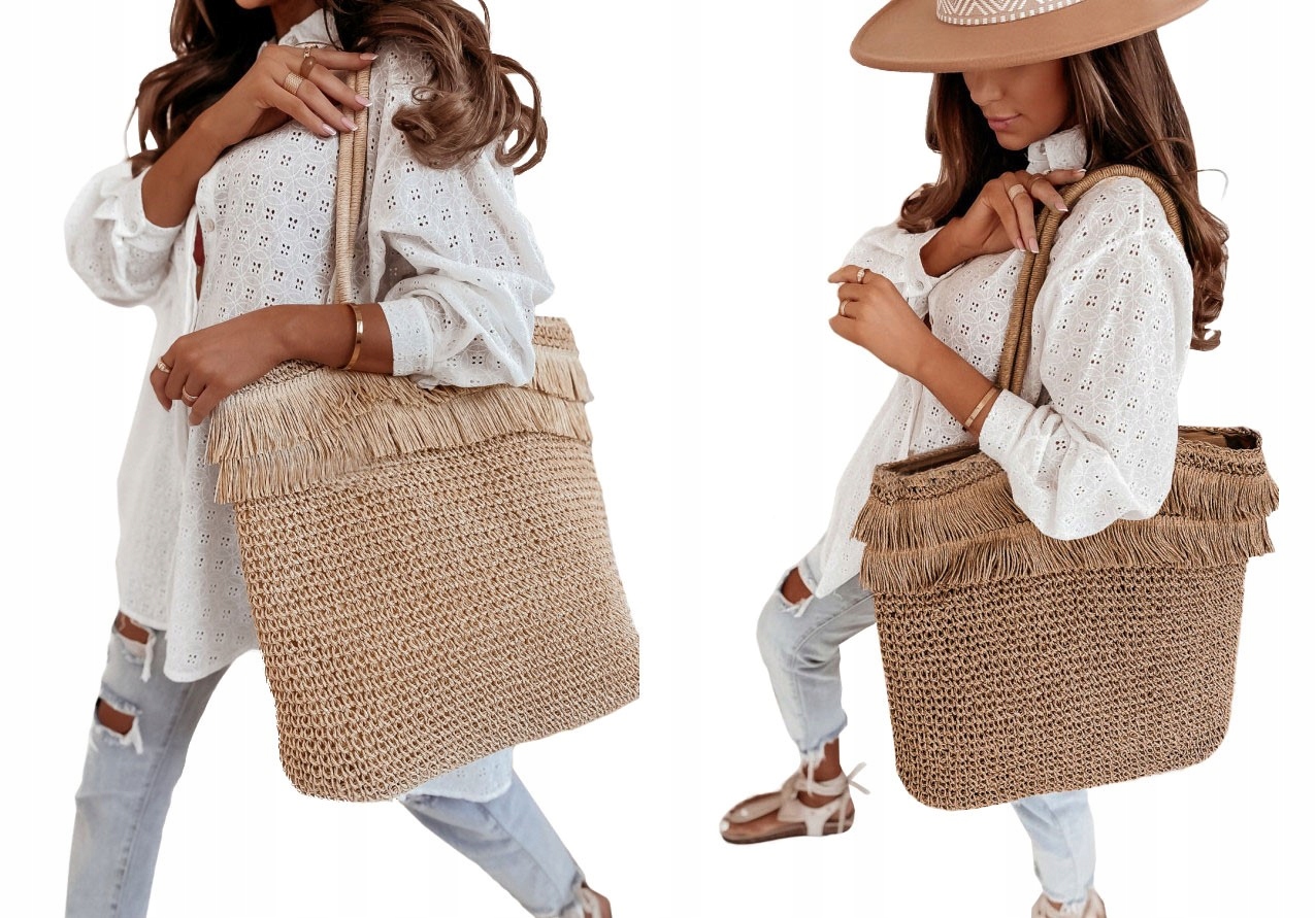 TORBA PLECIONA TOREBKA KOSZYK Z FRĘDZLAMI SHOPPER Marka inna