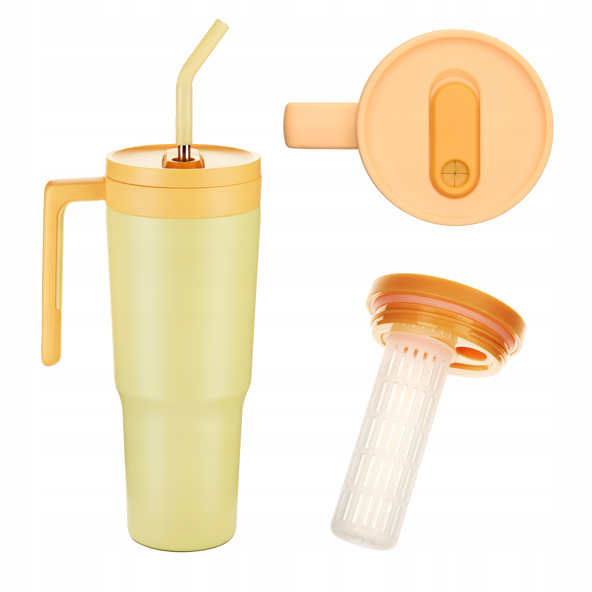 Velký Termohrnek s brčkem a rukojetí Omi Tumbler 1200 ml Sunny