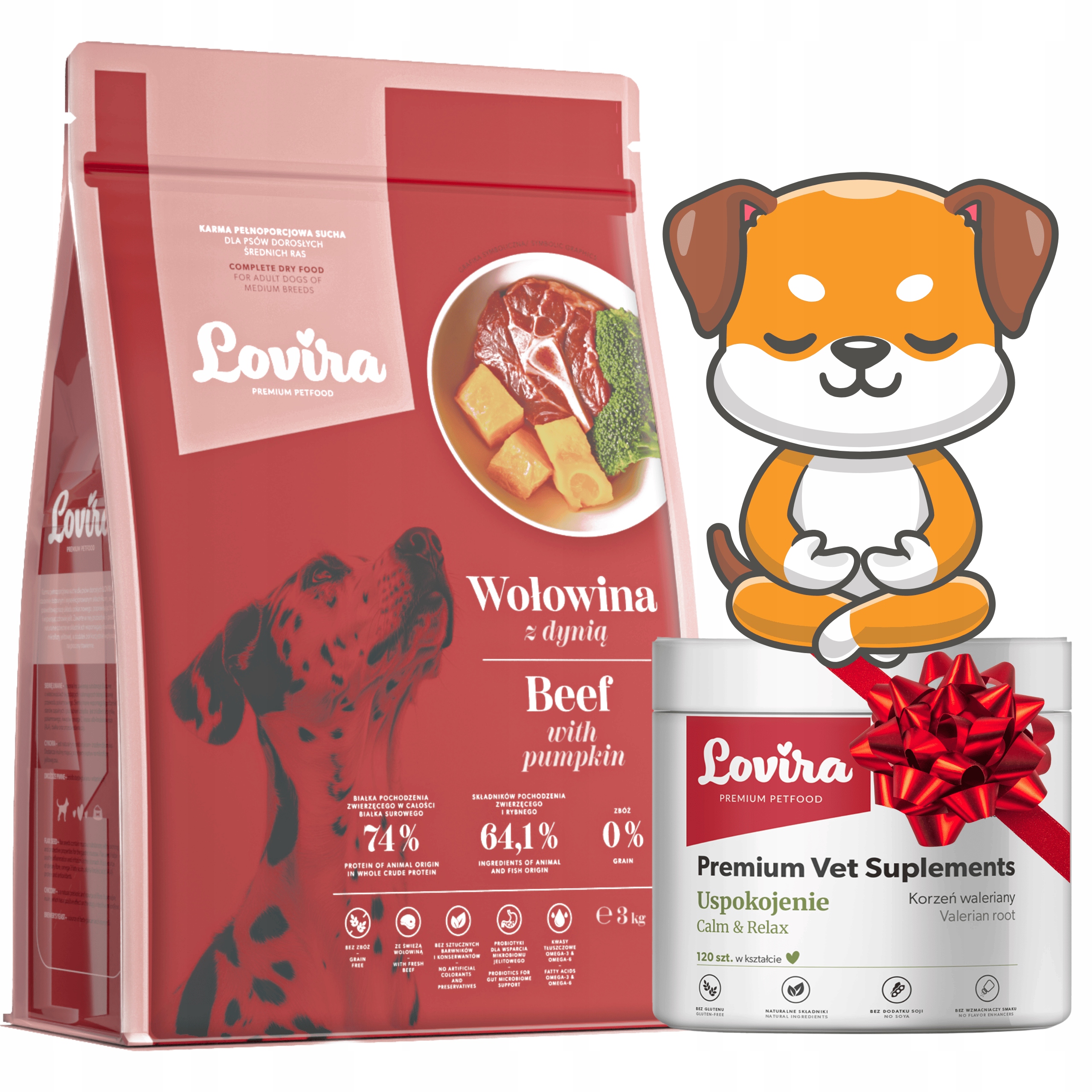 Levně Krmivo Suché Hovězí Maso Dárek Doplňky Pro Psa Na Stres 120 ks zklidnění