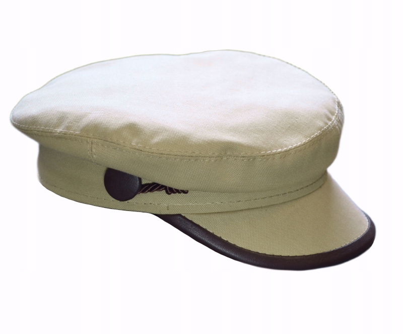 Čepice z přírodního lnu, béžová, klasická, s provázkem Witleather