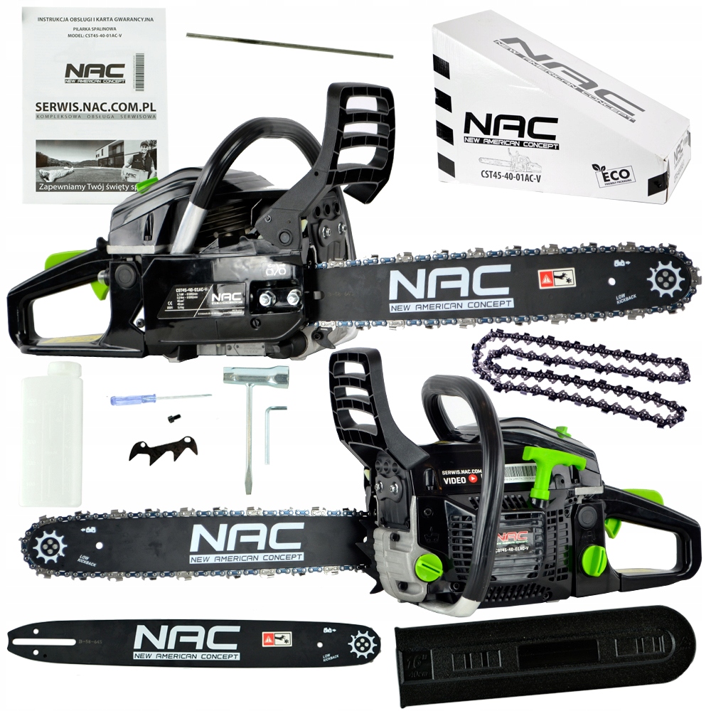 Piła Spalinowa Pilarka Nac Moc 2.3 Km 45 CM Prowadnica 40 CM Mocna Lekka