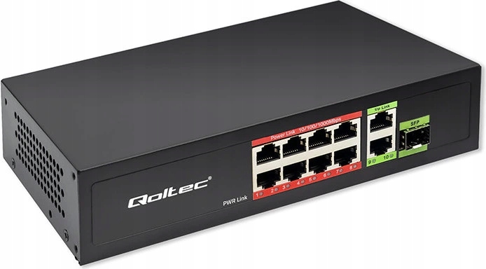 Switch Rýchly ethernetový PoE sieový prepínač 8x RJ45 PoE 2x RJ45 Uplink 1x