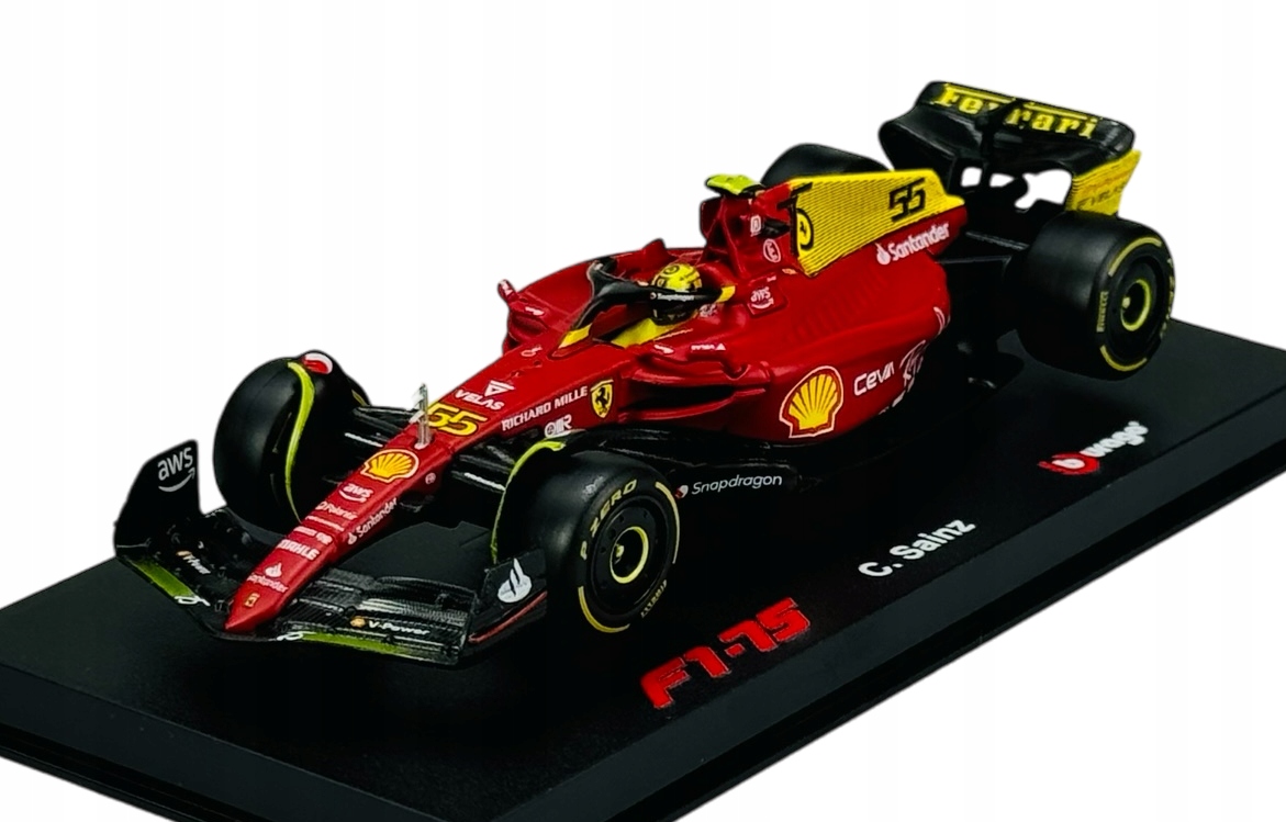 Bburago 2022 Ferrari F1-75 #55 Sainz Gp Italii 36831 1:43 Vitrína Vzorec