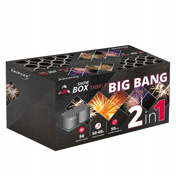 Bardzo Mocna Wyrzutnia 50 strzały 48mm Big Bang TXB913 Fajerwerki na Pokazy
