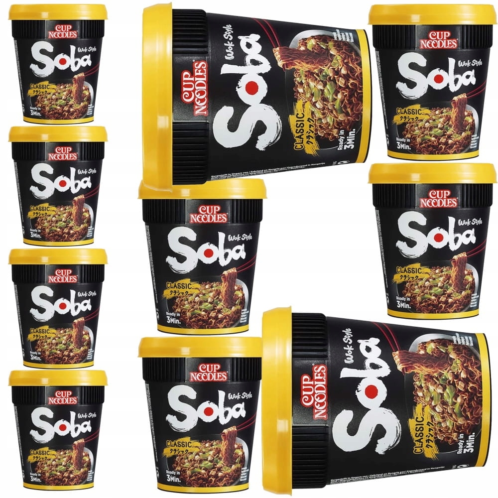 10 x Instantní polévka na těstoviny Instant Classic Soba Cup v hrnku 90 g Nissin