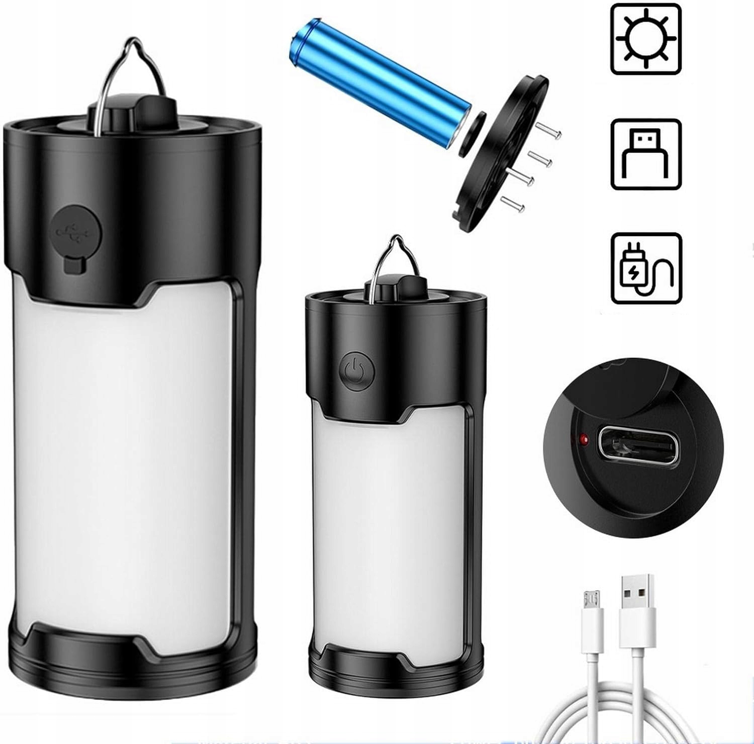 AKUMULATOROWA LATARNIA KEMPINGOWA LED, WIELOFUNKCYJNA LAMPA AWARYJNA Materiał ABS