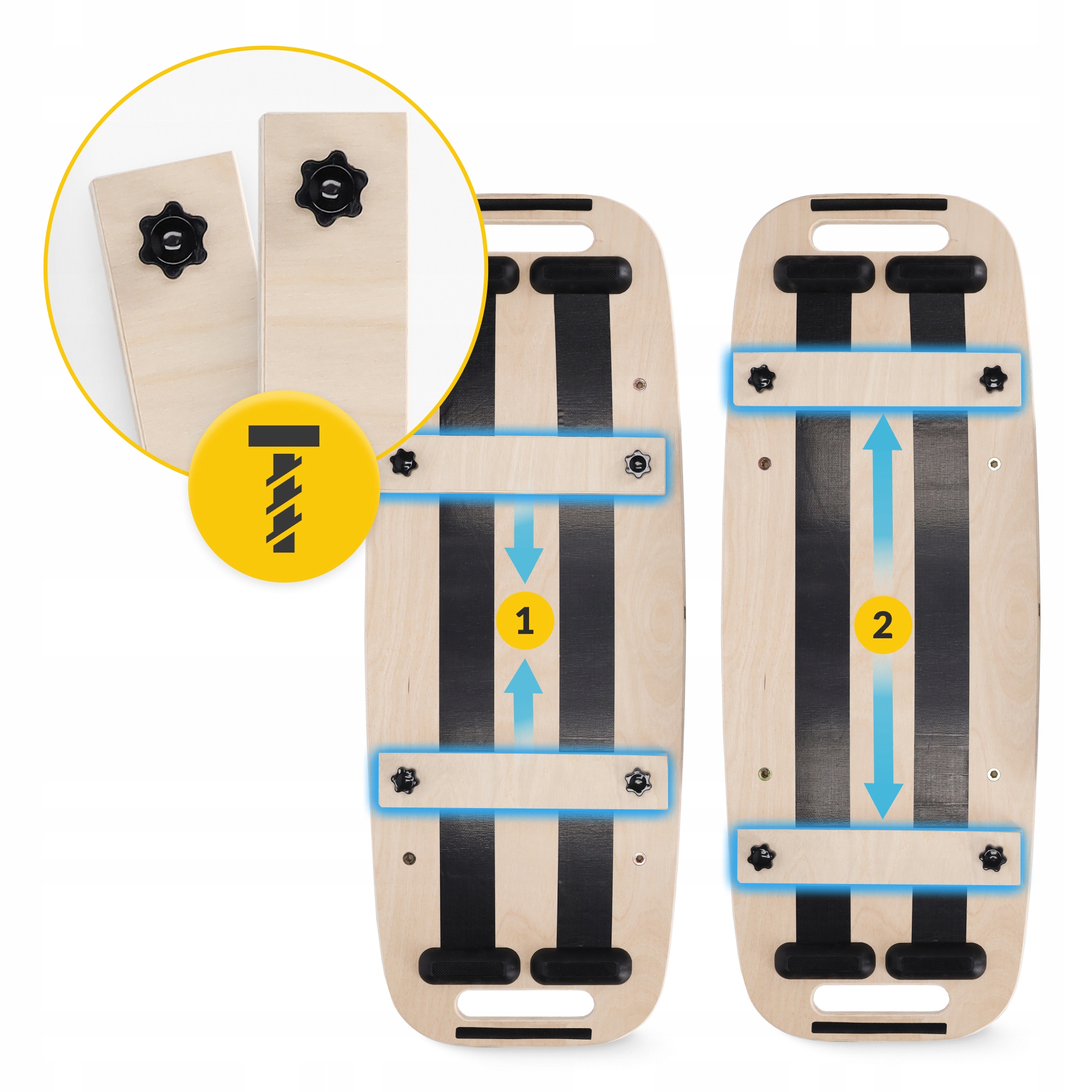 DESKA DO BALANSOWANIA TRENER RÓWNOWAGI DREWNIANA PLATFORMA BALANCE BOARD Długość deski 74.5 cm