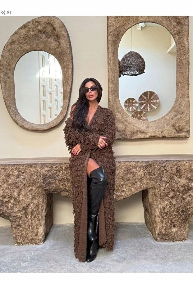 Dlouhý Pletený Dámský Oversize Svetr V Boho Stylu, Univerzální, Velikost 5IA