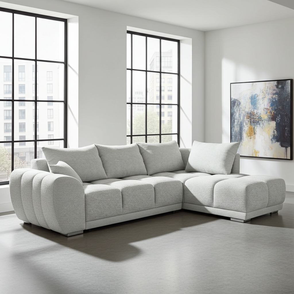 Šedý Rohová Sedací Souprava S Funkcí Spaní Forrest Pravý Boucle Rohová Sedačka