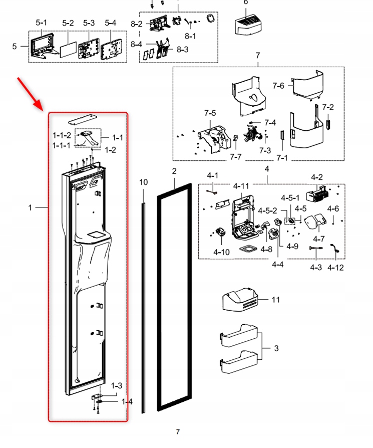 Drzwi zamrażalnika lodówki Samsung DA91-04632A