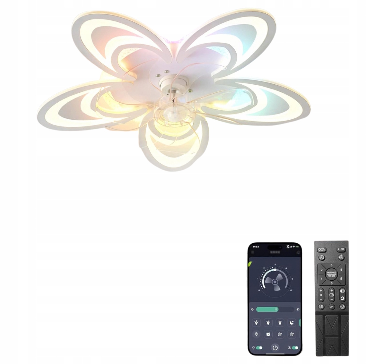 Stropný ventilátor Stropné Svietidlo s ventilátorom 81w biely