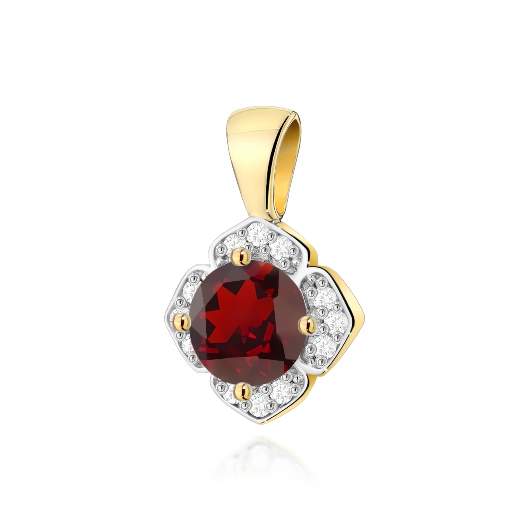 Elegantní přívěsek zlato 585 markýza granátové diamanty 0.5g kvítek 14k
