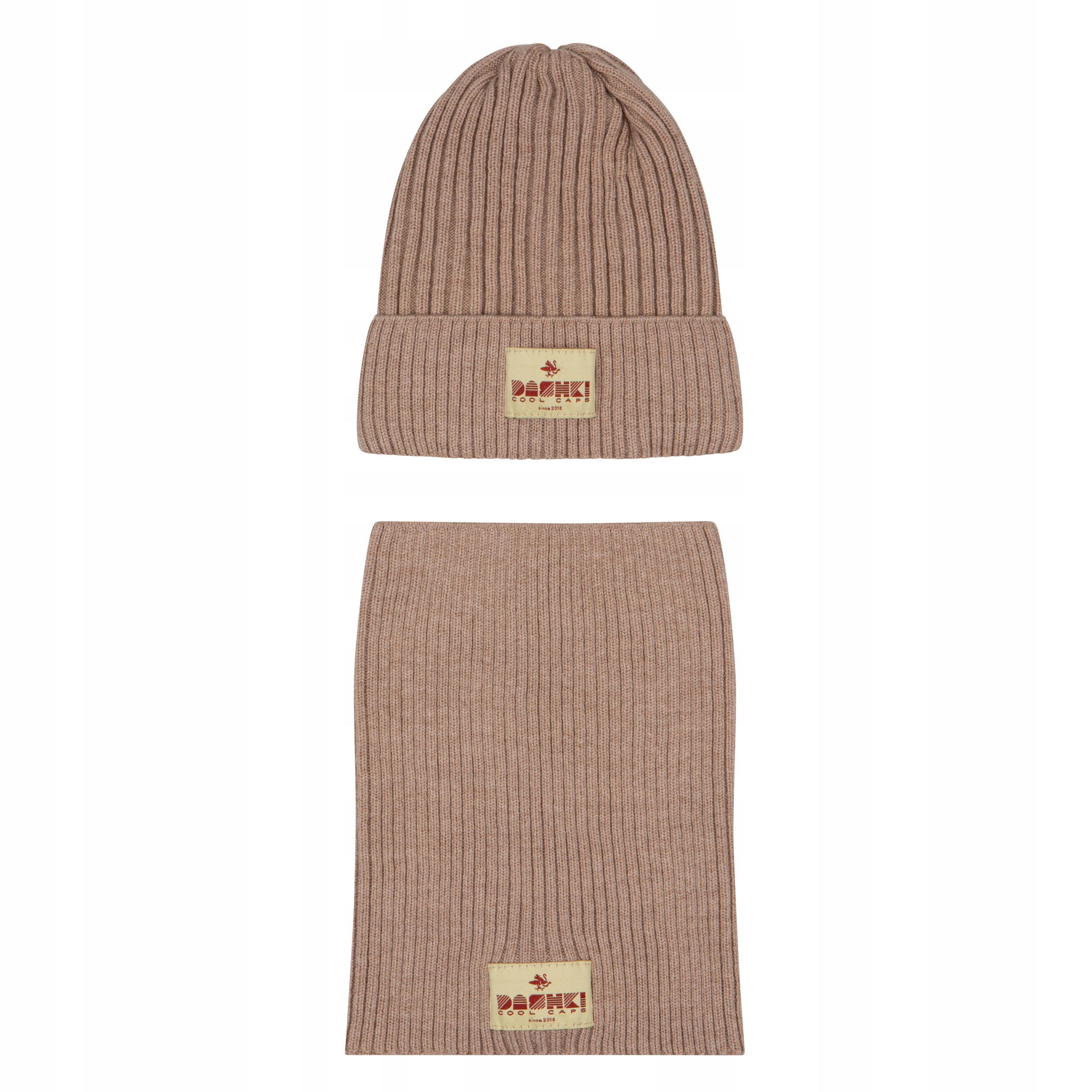 Komplet czapka i komin dla dzieci i młodzieży Merino Crew Beige Dashki S