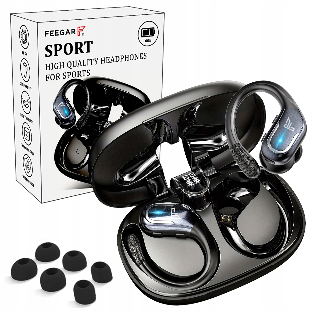 Bezdrátová sluchátka Feegar Sport Bluetooth 5.4 Baterie 70H Do uší IPX5
