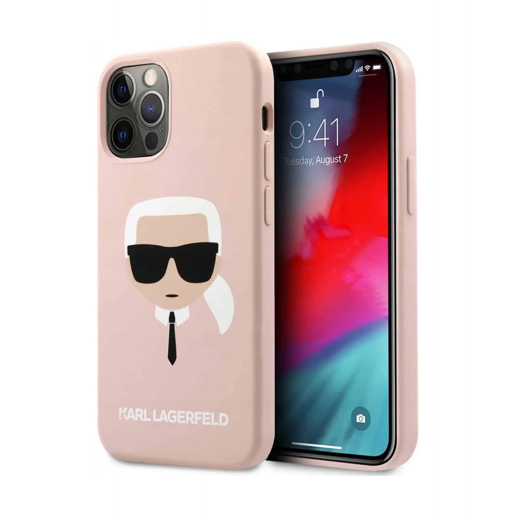 Karl Lagerfeld Silikonowe etui Ikonik Karlskopf, różowe iPhone 13 Pro Max