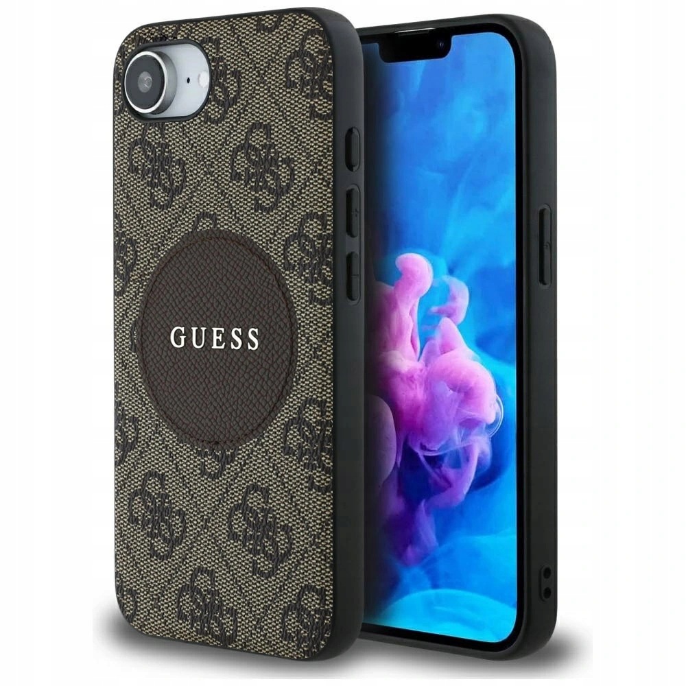 Guess 4G Circle Classic Logo MagSafe etui na iPhone 16e – brązowe