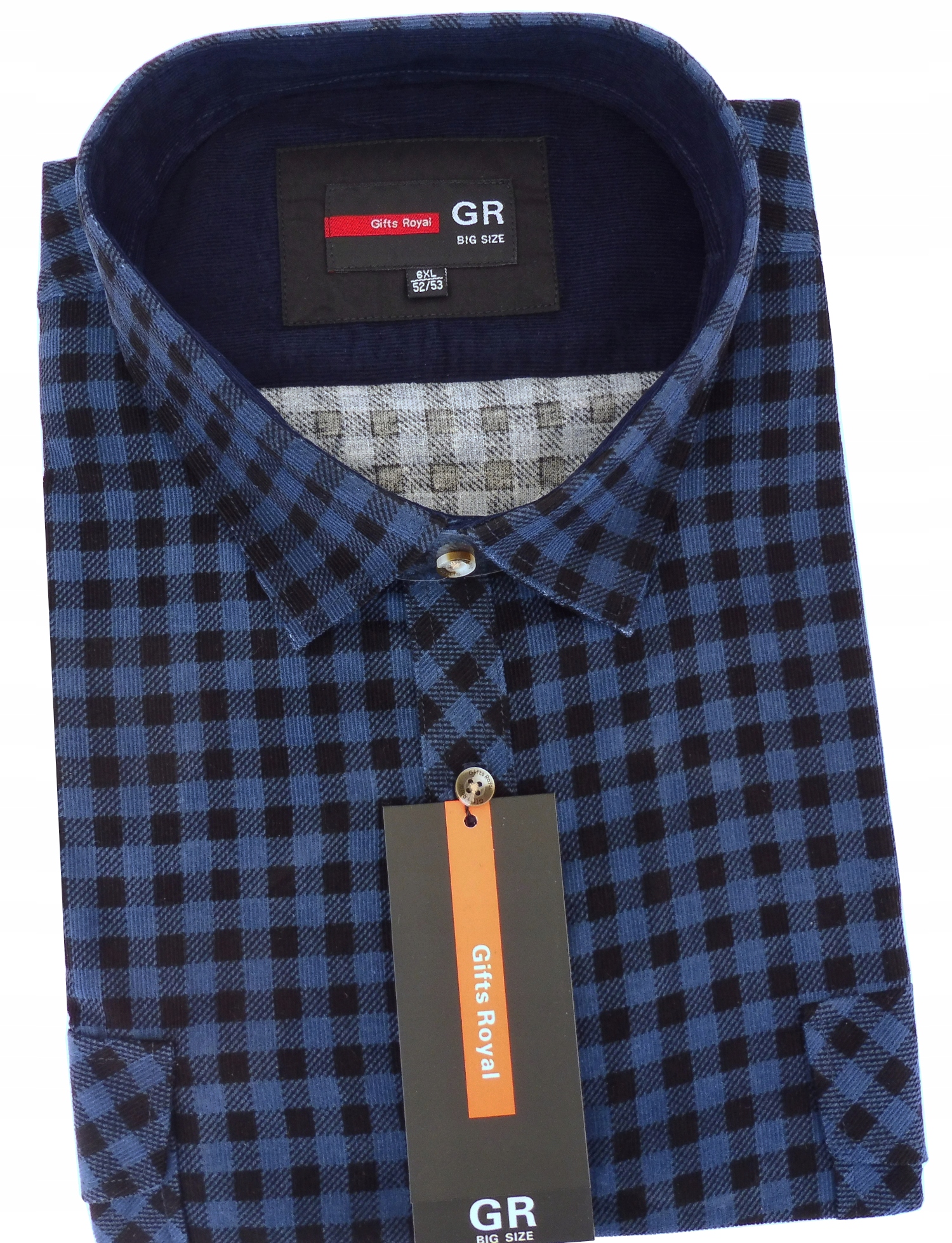 

Duża Koszula Męska Sztruksowa w kratkę 7XL