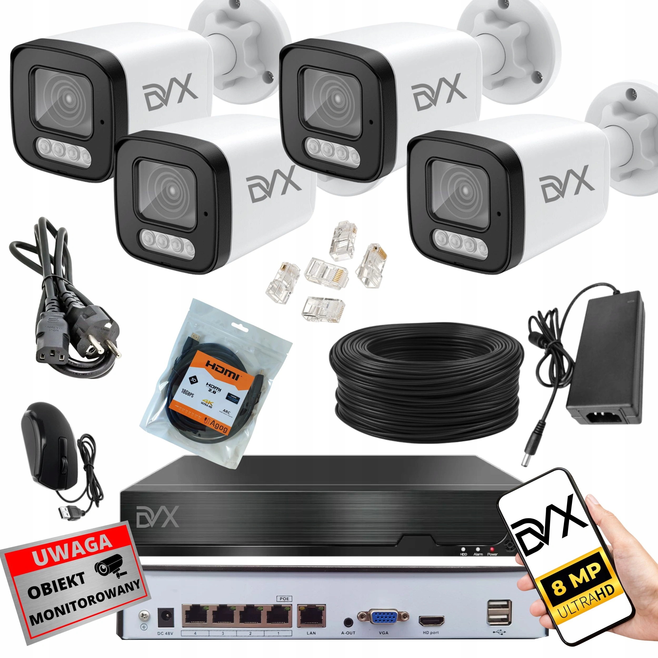 Sada Kamier x4 PT8L Monitorovanie Ip Poe 8MP 4K Uhd Rekordér P4CH Nvr
