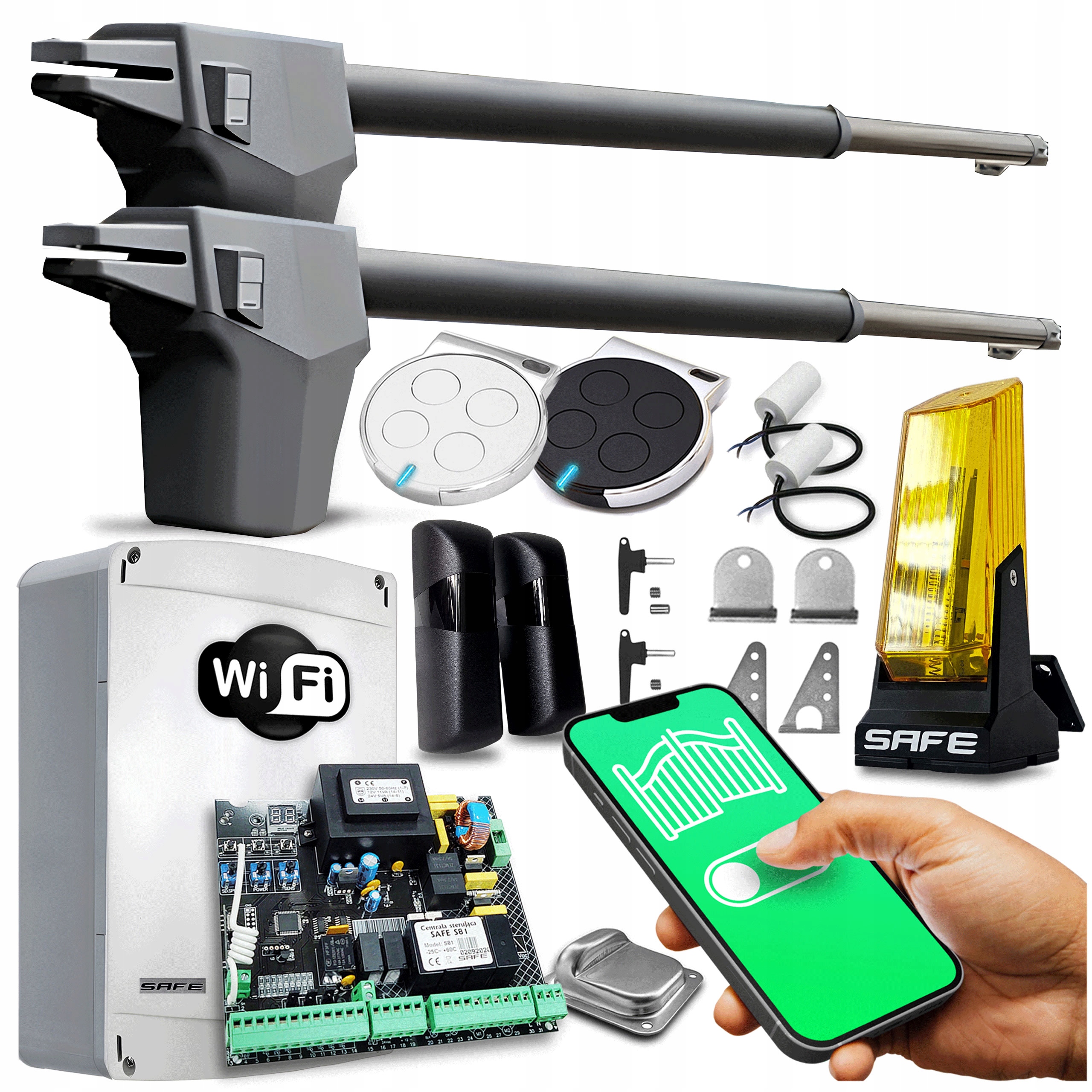 Set Pohon Pre Dvojkrídlovú bránu 7 m lampa Wifi Automat ovládače