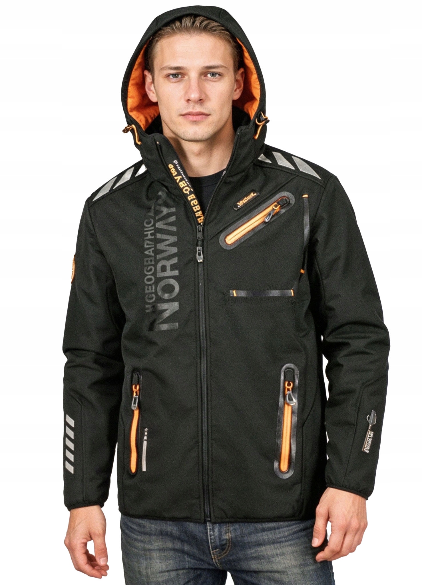 Pánská softshellová bunda Geo Norway sportovní větrovka s kapucí do hor