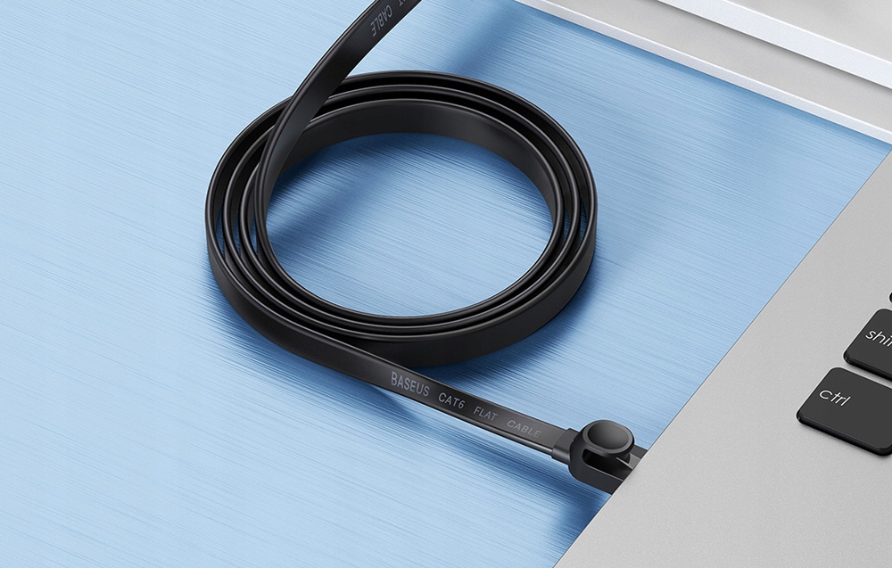 BASEUS PŁASKI KABEL INTERNETOWY PRZEWÓD SIECIOWY LAN ETHERNET RJ45 CAT6 10M Złącze 1 RJ45