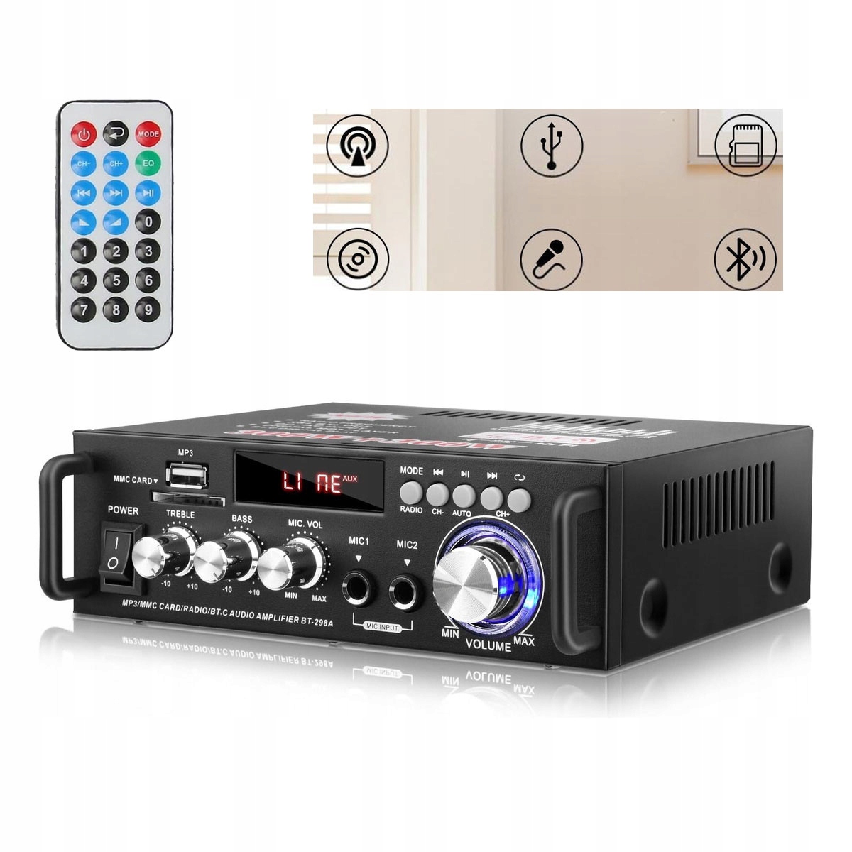 600W Digitální Zesilovač Výkonu Stereofonního Zvuku Bluetooth Receiver