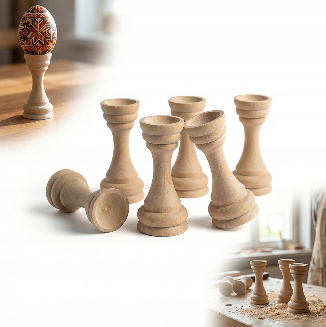 Sada 50 ks Dřevěných Podtácků Pod Vajíčko 7,5 cm základna pro decoupage