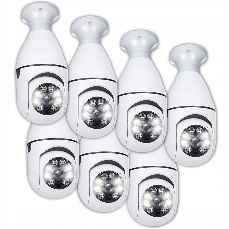 7X Otočná Kamera 360 Ip Wifi Full Hd Zoom E27 Led Žárovka Noční Režim