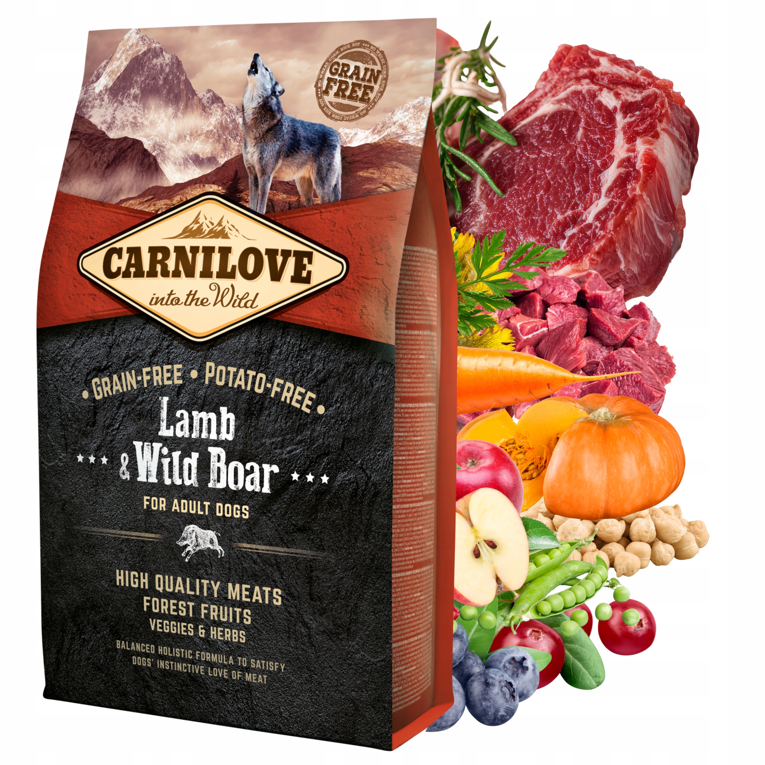 Levně Carnilove krmivo pro psa jehněčí divočák 4 kg bez obilovin