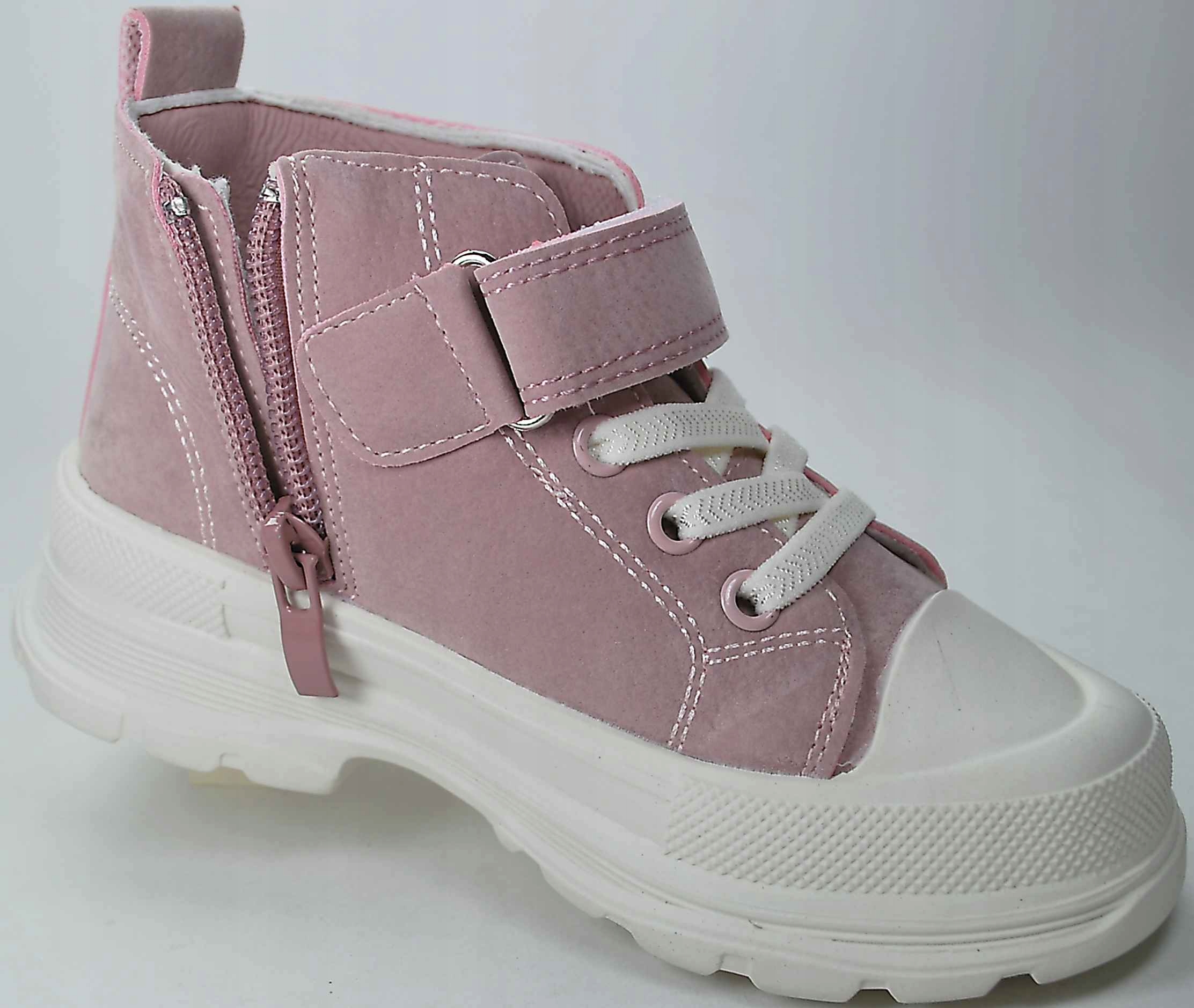 PUDROWY RÓŻ TRZEWIKI wkł. profil. skóra suwak r 29 Bohater brak