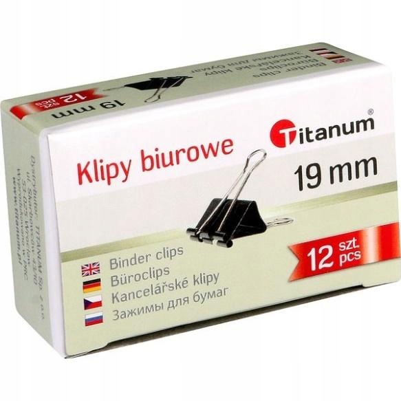 SPINACZE KLIPSY DO PAPIERU DO ORGANIZACJI 19MM 12SZT NIE BRUDZĄ KARTEK
