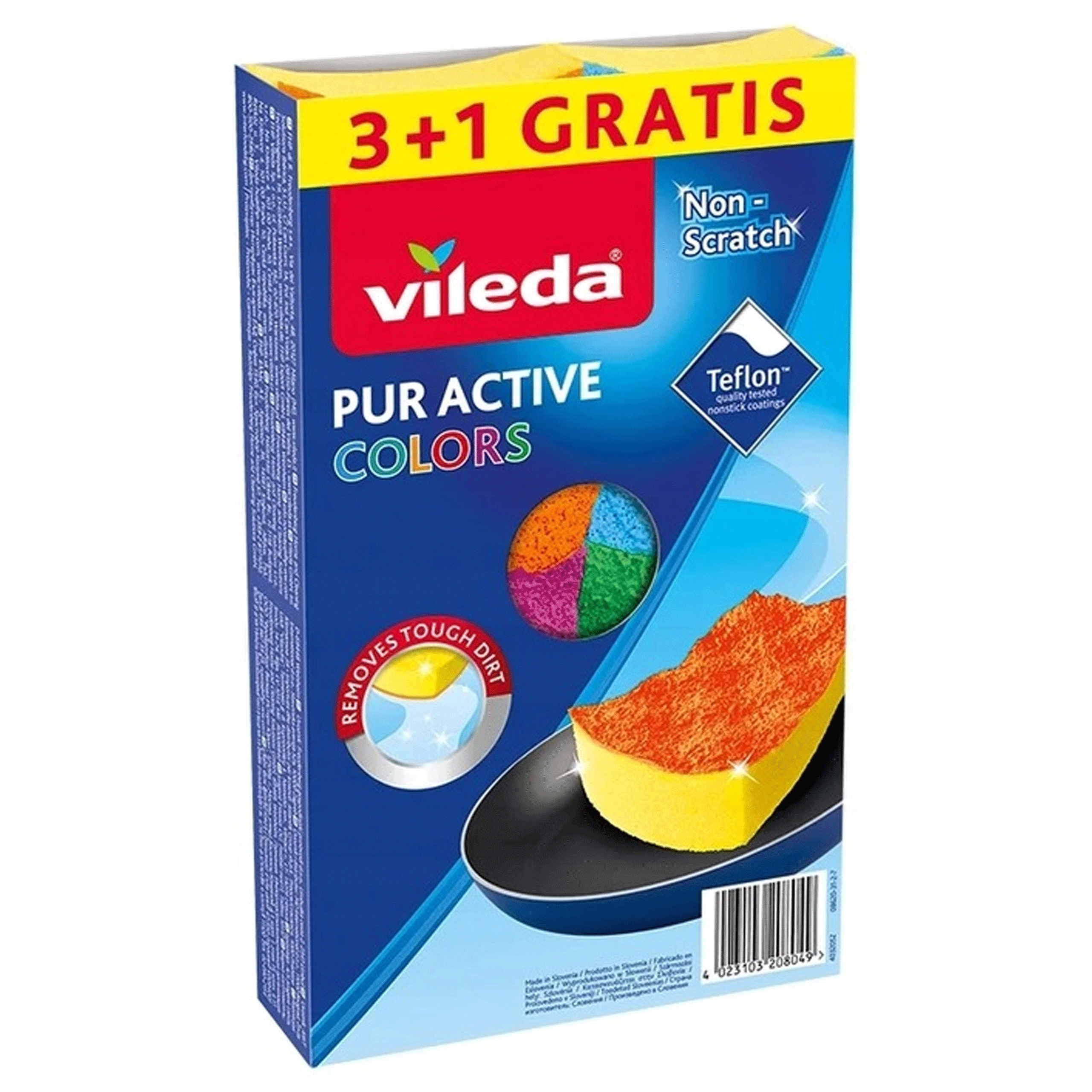 Levně Vileda Myčka Pur Active Colors na teflon profilovaná 4 kusy