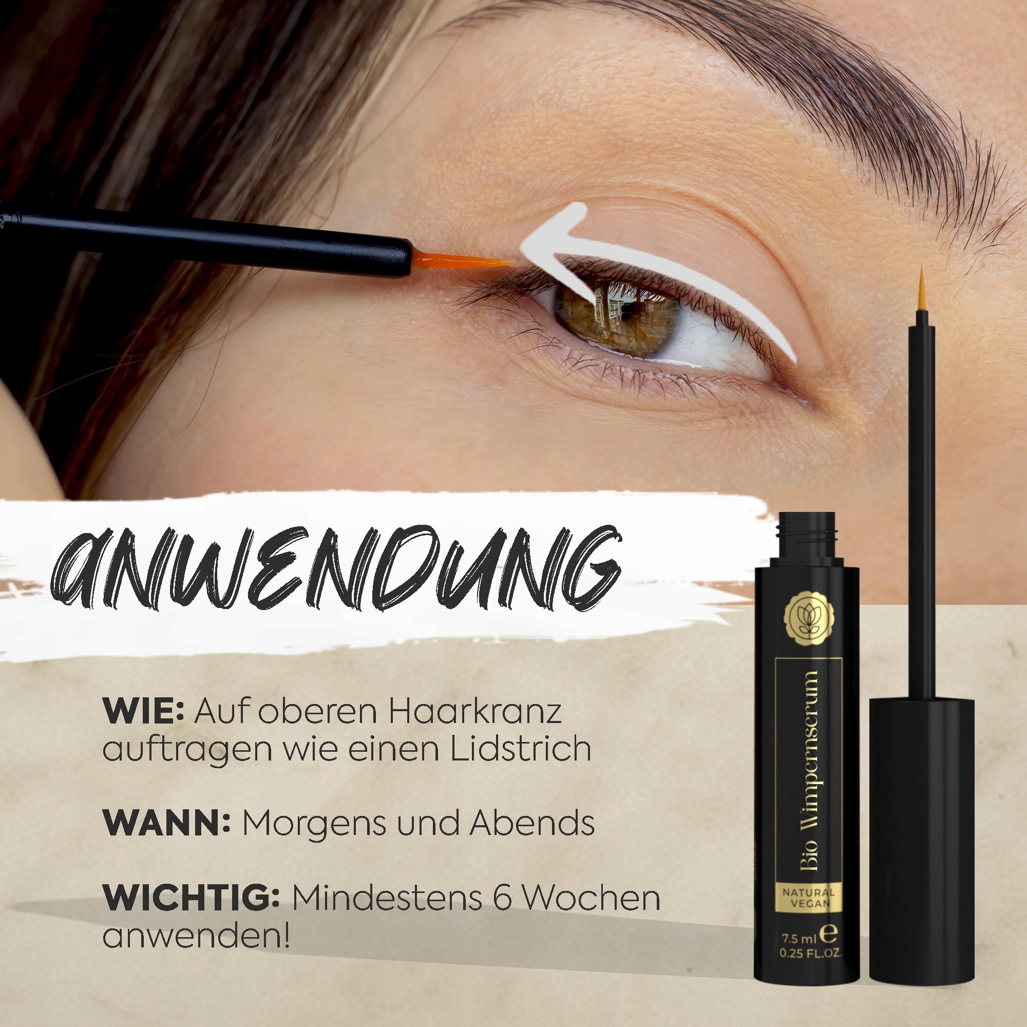 BIO Serum Do Rzęs Wzrost Bez Hormonów Peptydy Kofeina Biotyna 7,5ml — miniatura 7