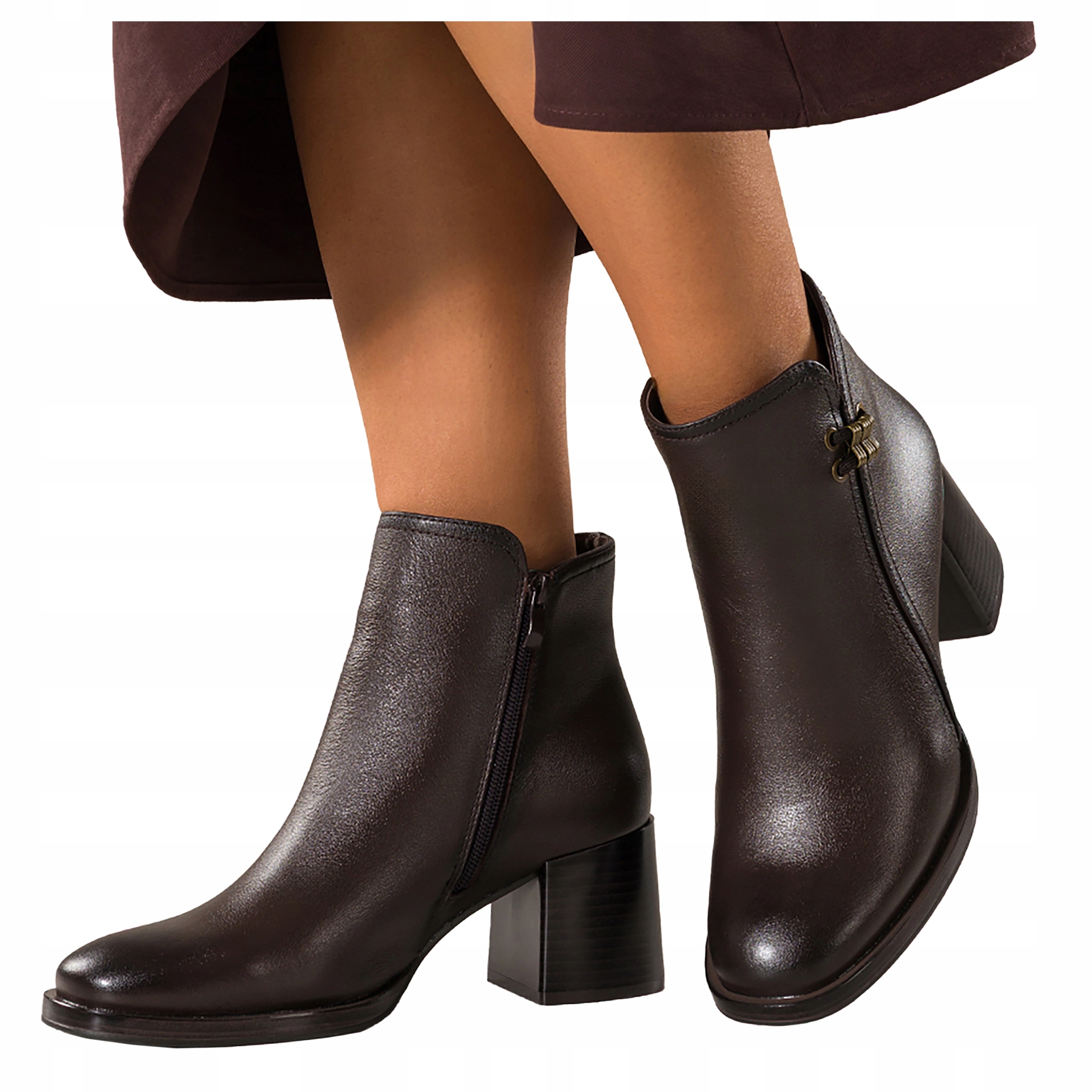 dámské kotníkové boty Čokoládové Kožené Pohodlné Na Kolečce Zateplené Na Zimu r 37