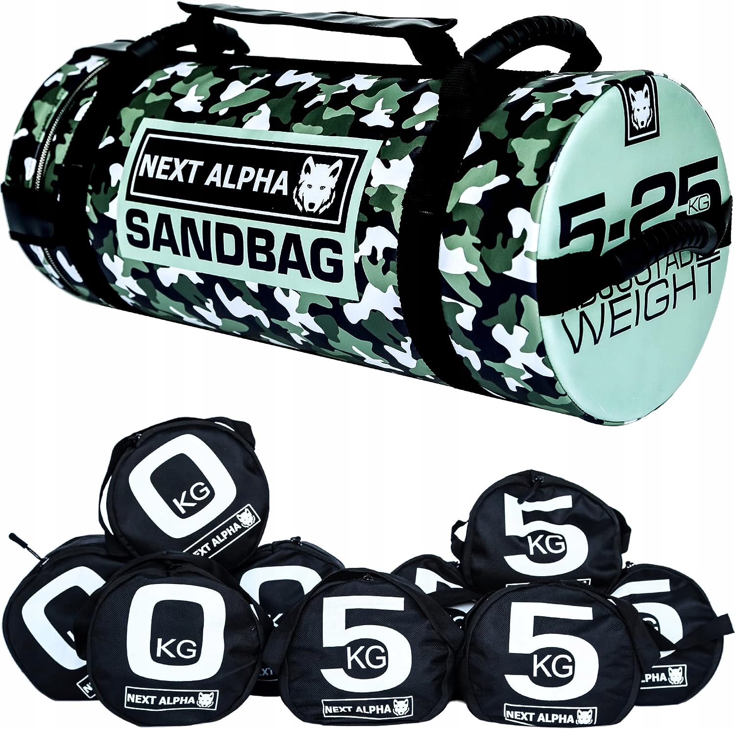 SANDBAG 5-25KG WOREK TRENINGOWY FITNESS TORBA OBCIĄŻENIOWA MORO