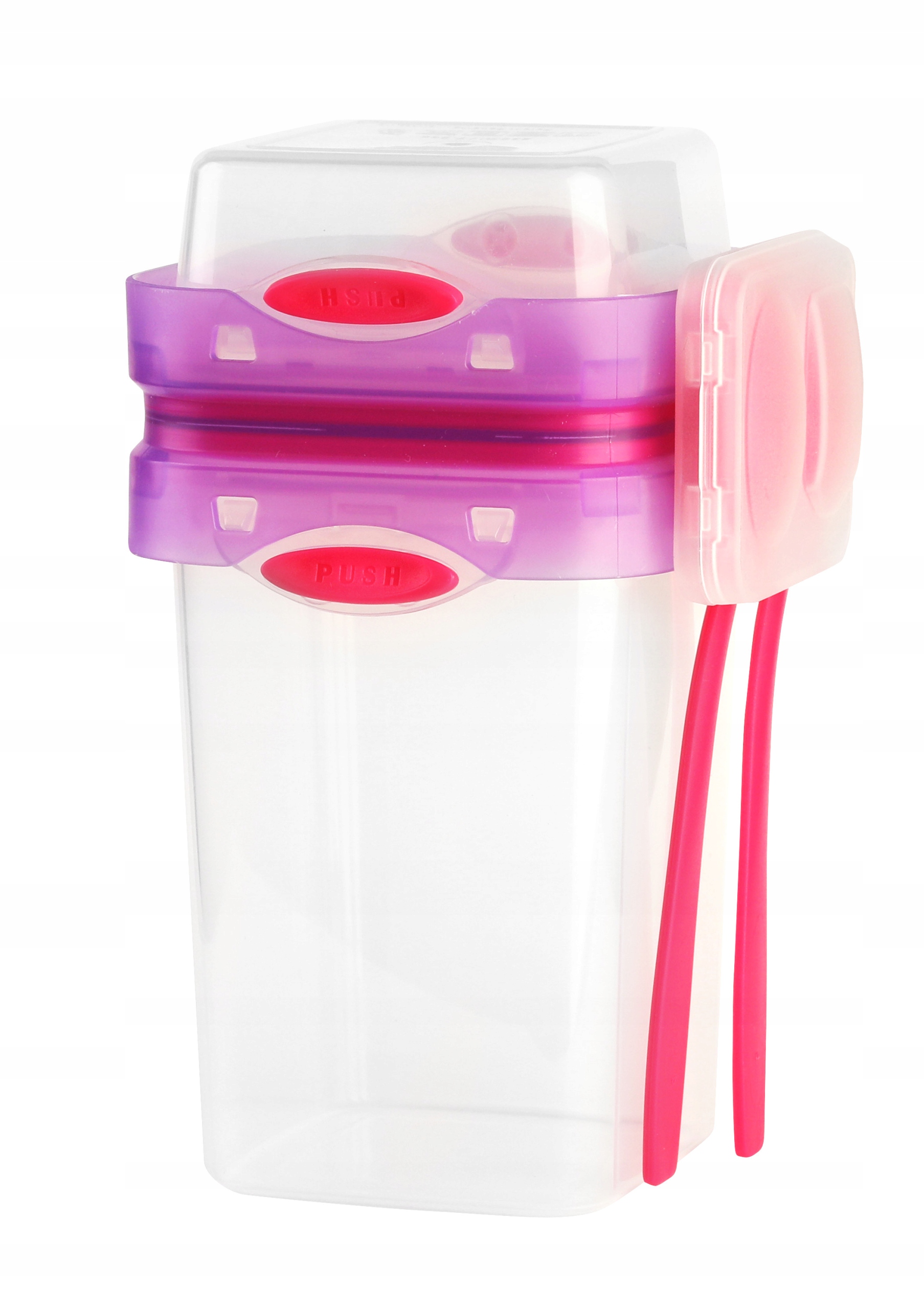 

Pojemnik na jogurt ze sztućcami 230 650ml fuksja