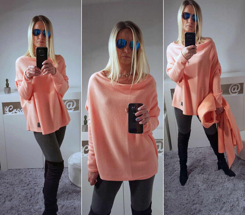 

Sweterek Oversize Tunika Sweter Wool Odkryte Ramię