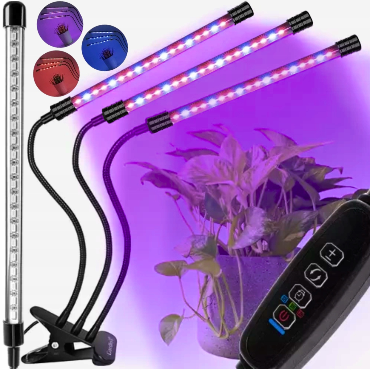 3x Lampa Panel Na Rast Pestovania Rastlín Full Spectrum Časovač Usb 27W 60 Led