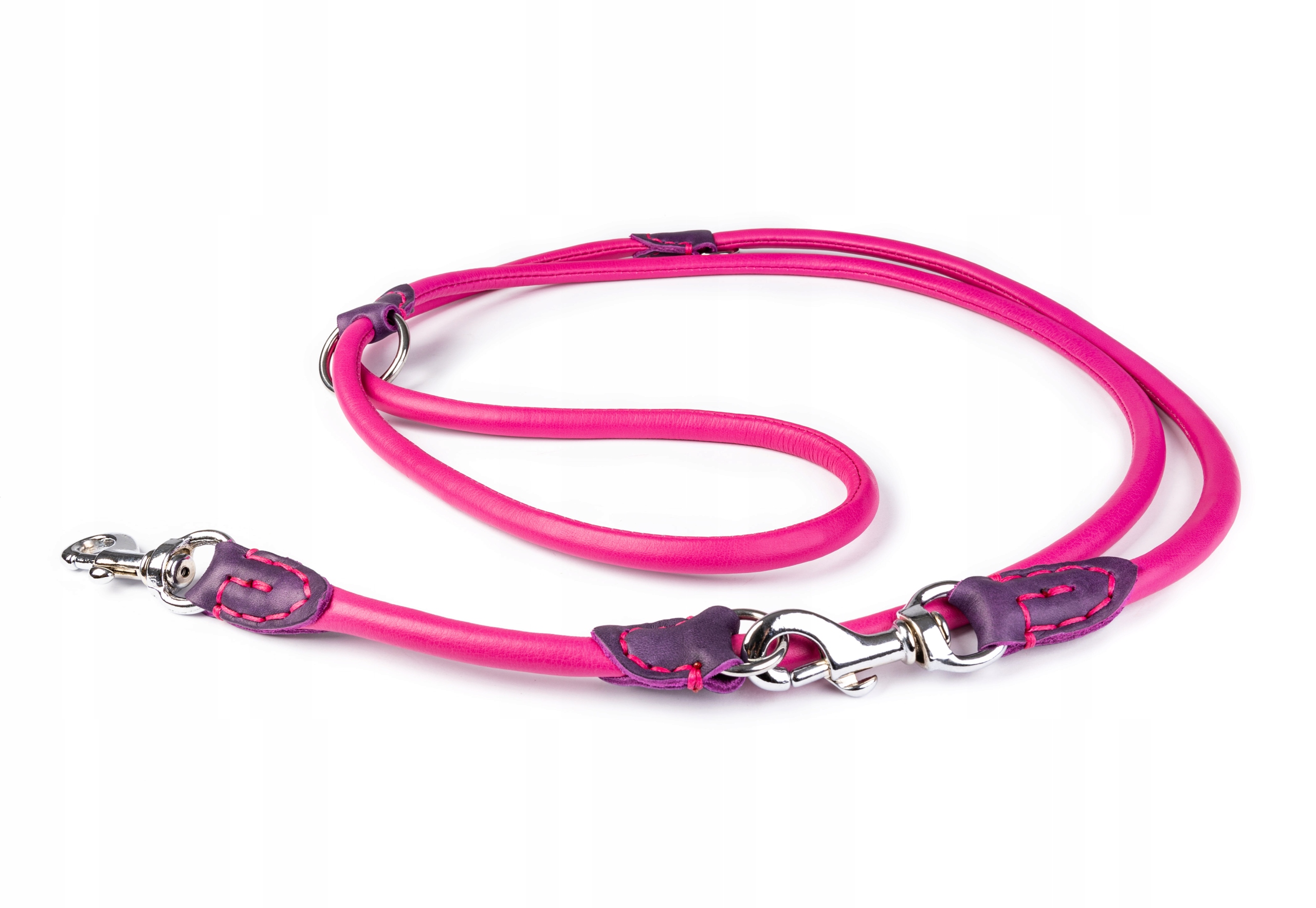Levně Růžová ručně šitá kožená Vodítko nastavitelná pro psa 12 mm 2,2 m velké psy