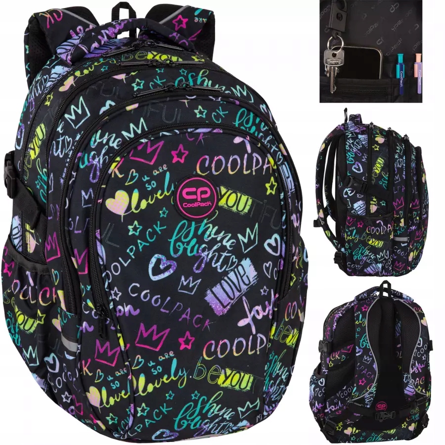 Plecak Szkolny Młodzieżowy Dla Dziewczyn Czarny Love Coolpack Cp