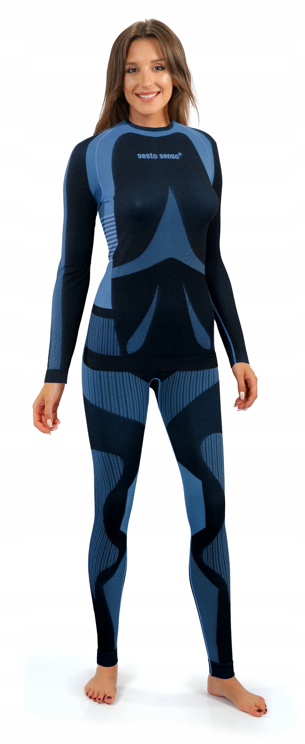 Sesto Senso Dámský dlouhý komplet Thermo CL19, CL20 Modrá XL